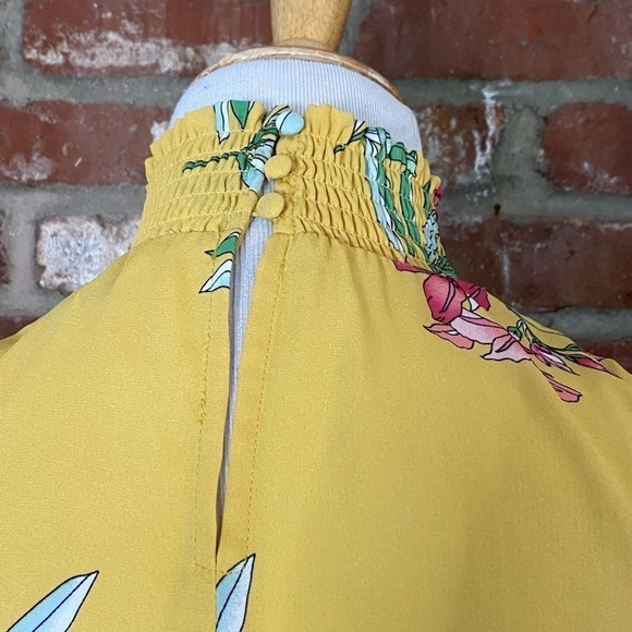 Nanette Lepore Yellow Floral Sleeveless Smock Neck Midi Dress size 4 - Picture 5 of 11